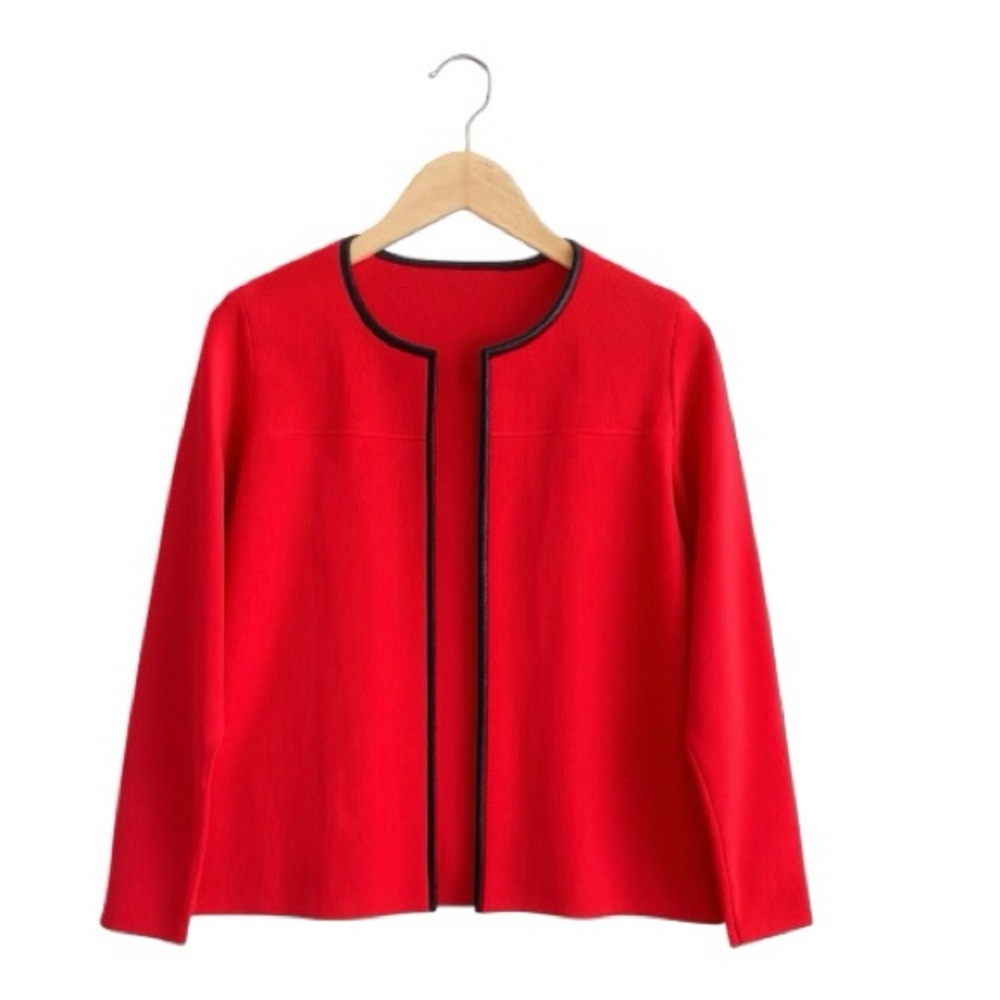 Talbots Red Cotton Blend Sweater Jacket
